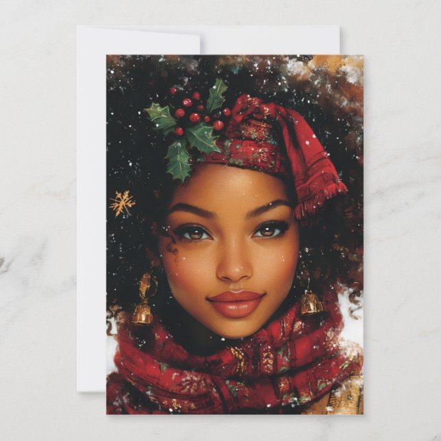 Cartes Pour Fêtes Annuelles Winter Glow Afrocentric Queen – Holiday Art (Devant)