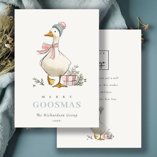 Cartes Pour Fêtes Annuelles Winter Goose Christmas Goosmas Corporate Logo  (Créateur téléchargé)