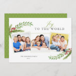 Cartes Pour Fêtes Annuelles Winter Greenery Minimum 3 photo Joy To The World<br><div class="desc">This 3 photo Christmas card offers a stylish minimum design accented with watercolor Christmas greenery. The greeting "Joy To The World" appears in elegant script ;.</div>