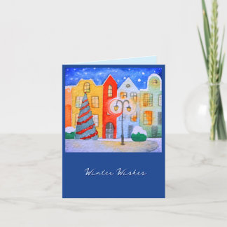 Cartes Pour Fêtes Annuelles Winter In A Quiet Little Town Christmas Card