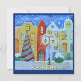 Cartes Pour Fêtes Annuelles Winter In A Quiet Little Town Christmas Card