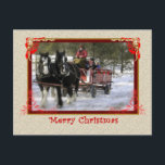 Cartes Pour Fêtes Annuelles Winter Sleigh Ride, Merry Christmas Postcard<br><div class="desc">Équipe de Draft Horse,  dashing through the snow...  a winter horse-drawn sleigh ride à Blanchard,  Idaho. **MATCHING POSTAGE AVAILABLE*</div>