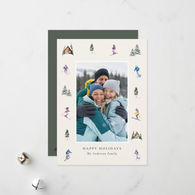 Cartes Pour Fêtes Annuelles WINTER SLOPES Photo  (Devant/Arrière en situation)