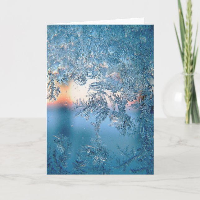 Cartes Pour Fêtes Annuelles Winter Sunlight Through Frosted Ice Crystals Glass (Devant)