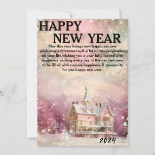 Cartes Pour Fêtes Annuelles "Winter Wonderland : A Cosy Home in Rose and White