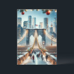 Cartes Pour Fêtes Annuelles Winter Wonderland. Brooklyn Bridge - New York<br><div class="desc">"Entrez dans un pays merveilleux d'hiver grâce à notre carte de voeux captivante à New York, qui présente l'emblématique pont Brooklyn enveloppé d'une chute de neige sereine. Cette carte pittoresque vous transporte dans une scène hivernale magique au coeur de NYC, où le majestueux pont Brooklyn témoigne de la beauté et...</div>