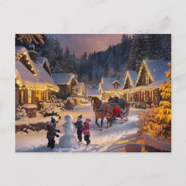 Cartes Pour Fêtes Annuelles Winter Wonderland Christmas Snowy Village (Devant)
