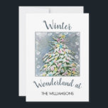 Cartes Pour Fêtes Annuelles Winter Wonderland Christmas Tree<br><div class="desc">Winter Wonderland Christmas Tree Greeting Card que vous pouvez customiser avec votre propre photo de famille. Un Beau sapin de Noël décoré de lumières colorées au milieu des flocons de neige peints en aquarelles par le designer !</div>