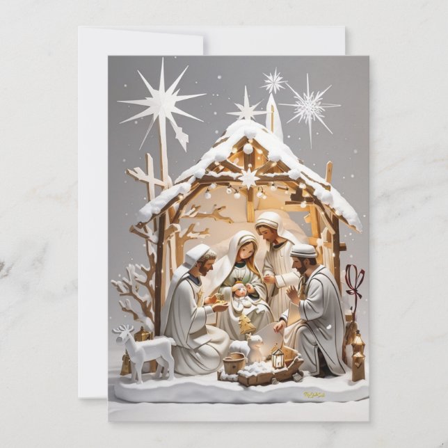 Cartes Pour Fêtes Annuelles Winter Wonderland : Famille par le Cabine (Devant)