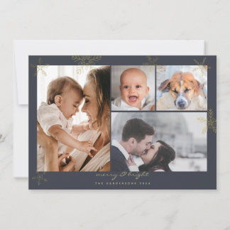 Cartes Pour Fêtes Annuelles Winter Wonderland Gold Charcoal Family 4 Photos