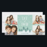 Cartes Pour Fêtes Annuelles Winter Wonderland Let It Snow | Vacances 4 - Photo<br><div class="desc">Cette année,  réjouissez-vous avec ce 4 carte photo de vacances élégant et moderne,  avec une scène d'hiver dessinée à la main avec des arbres et dit "Laisse-le neiger" dans des lettres élégantes et modernes.</div>