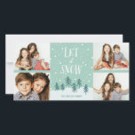 Cartes Pour Fêtes Annuelles Winter Wonderland Let It Snow | Vacances 4 - Photo<br><div class="desc">Cette année,  réjouissez-vous avec ce 4 carte photo de vacances élégant et moderne,  avec une scène d'hiver dessinée à la main avec des arbres et dit "Laisse-le neiger" dans des lettres élégantes et modernes.</div>
