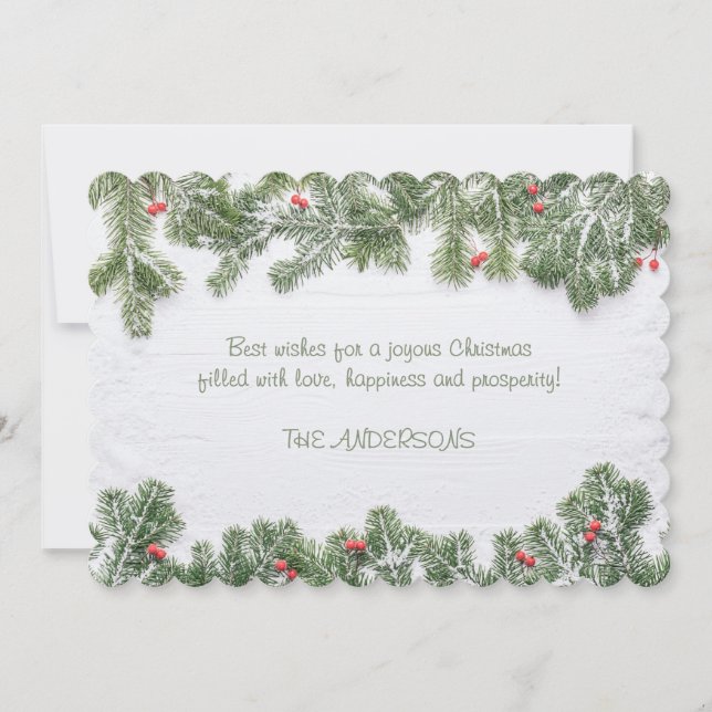 Cartes Pour Fêtes Annuelles Winter Wonderland Merry Christmas Calligraphy Pine (Devant)