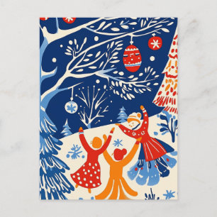 Cartes Pour Fêtes Annuelles Winter Wonderland, Snow Angel, Holiday folk art