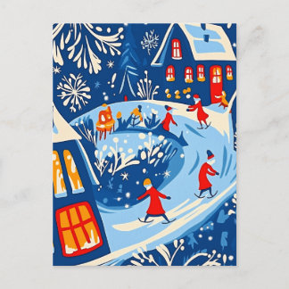 Cartes Pour Fêtes Annuelles Winter Wonderland, Snow Globe, Holiday folk art