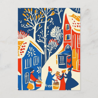 Cartes Pour Fêtes Annuelles Winter Wonderland, Winter Market, Holiday folk art