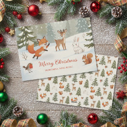 Cartes Pour Fêtes Annuelles Winter Woodland Merry Christmas Forest Animals