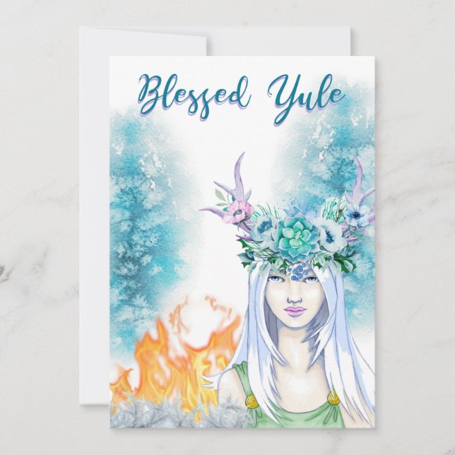 Cartes Pour Fêtes Annuelles Winter Woodland Yule Fires Blessed Yule Pagan (Devant)