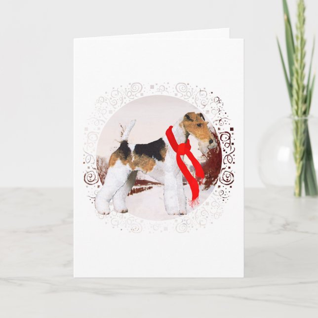 Cartes Pour Fêtes Annuelles Wire Fox Terrier hiver (Devant)