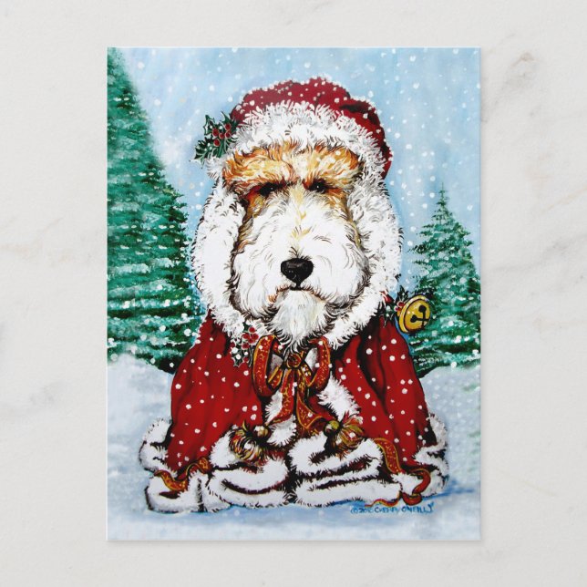 Cartes Pour Fêtes Annuelles Wire Fox Terrier Père Noël (Devant)