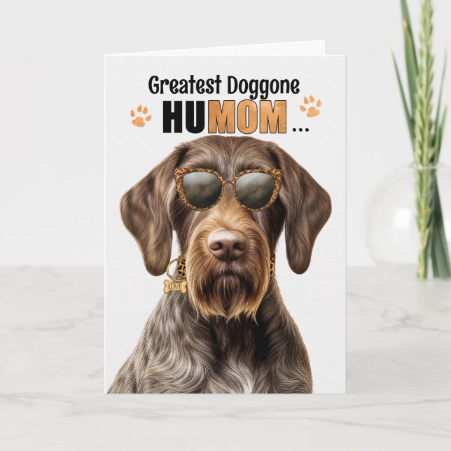 Cartes Pour Fêtes Annuelles Wirehair Pointer Dog Best HuMOM Jour des Mères (Devant)