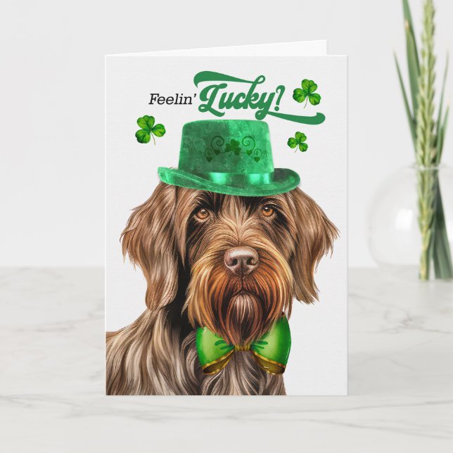 Cartes Pour Fêtes Annuelles Wirehair Pointing Griffon Lucky St Patrick's Day (Devant)