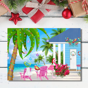 Cartes Pour Fêtes Annuelles Wishes Birds and Beach House Christmas