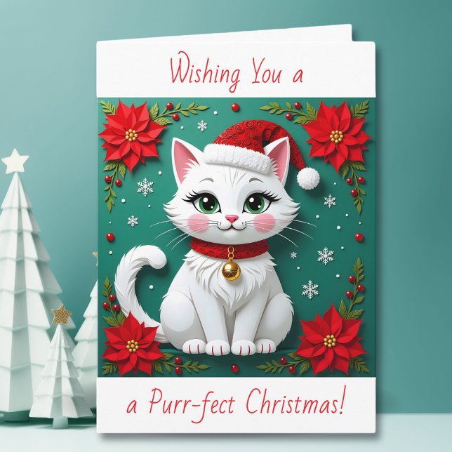 Cartes Pour Fêtes Annuelles Wishing You a Purr-fect Christmas | Personalized (Créateur téléchargé)