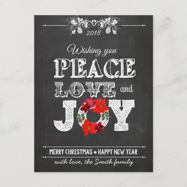 Cartes Pour Fêtes Annuelles Wishing you peace love and Joy (Devant)