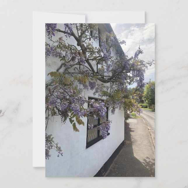Cartes Pour Fêtes Annuelles Wisteria poussant contre une maison blanche (Devant)