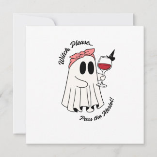 Cartes Pour Fêtes Annuelles Witch Please Pass the Merlot Funny Halloween Wine