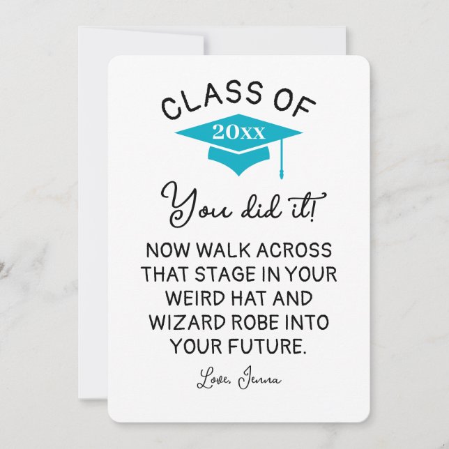 Cartes Pour Fêtes Annuelles Wizard Robe et Casquette Graduation 2025 drôle sur (Devant)