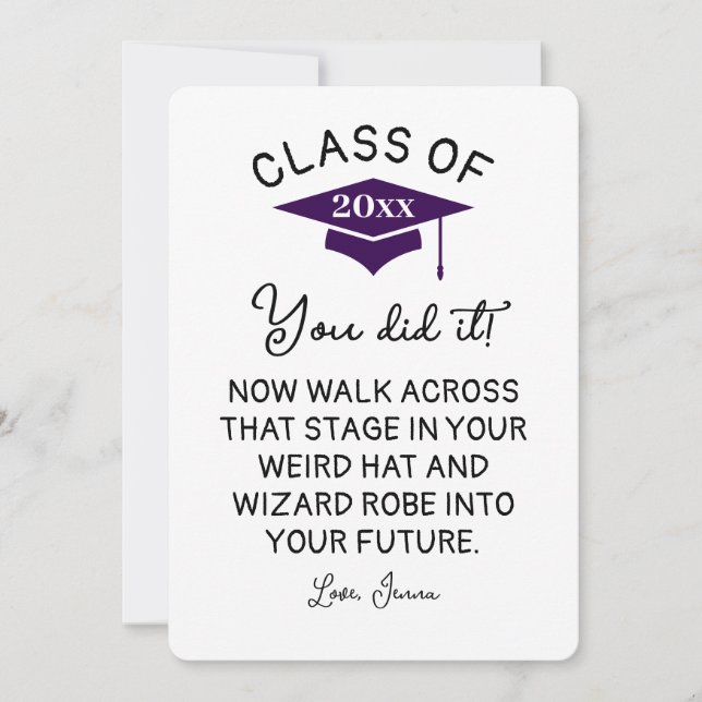 Cartes Pour Fêtes Annuelles Wizard Robe et Casquette Graduation 2025 drôle sur (Devant)