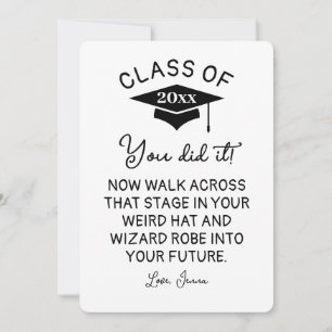 Cartes Pour Fêtes Annuelles Wizard Robe et Casquette Graduation 2025 drôle sur