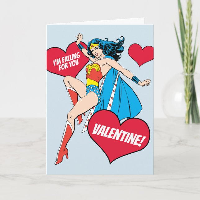 Cartes Pour Fêtes Annuelles Wonder Woman | Je vais tomber pour vous Valentine (Devant)