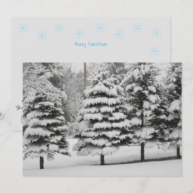 Cartes Pour Fêtes Annuelles Wonderland d'hiver du Vermont en B&W Flat Card (Devant / Derrière)