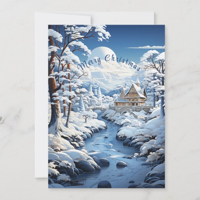 Cartes Pour Fêtes Annuelles Wonderland Pays Neige Arbres de la famille Photo (Devant)