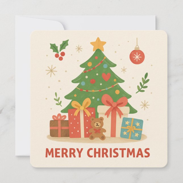 Cartes Pour Fêtes Annuelles Wonky Zoo Christmas Flat Holiday Card (Devant)