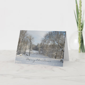 Cartes Pour Fêtes Annuelles Wooded Snow scene White Christmas Greeting Card