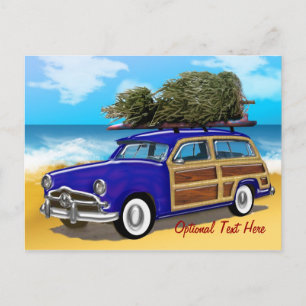 Cartes Pour Fêtes Annuelles Woodie surfant avec l'arbre de Noël