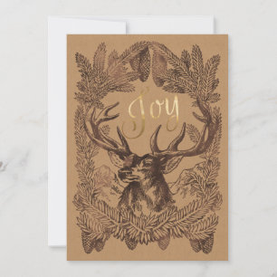 Cartes Pour Fêtes Annuelles Woodland Deer Winter Holiday Salutations de saison