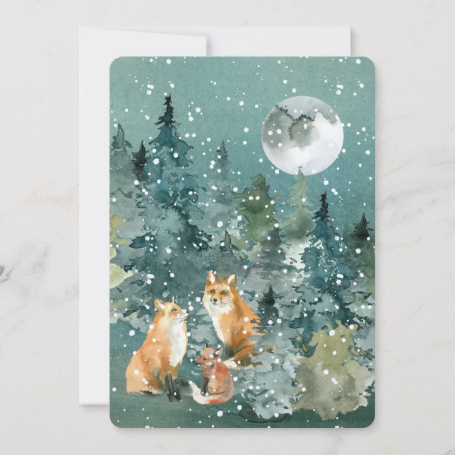 Cartes Pour Fêtes Annuelles Woodland Fox Famille Pet Noms personnalisés Noël (Devant)