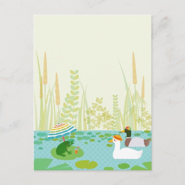 Cartes Pour Fêtes Annuelles Woodland Summer Lake Animaux Fête de vacances (Devant)