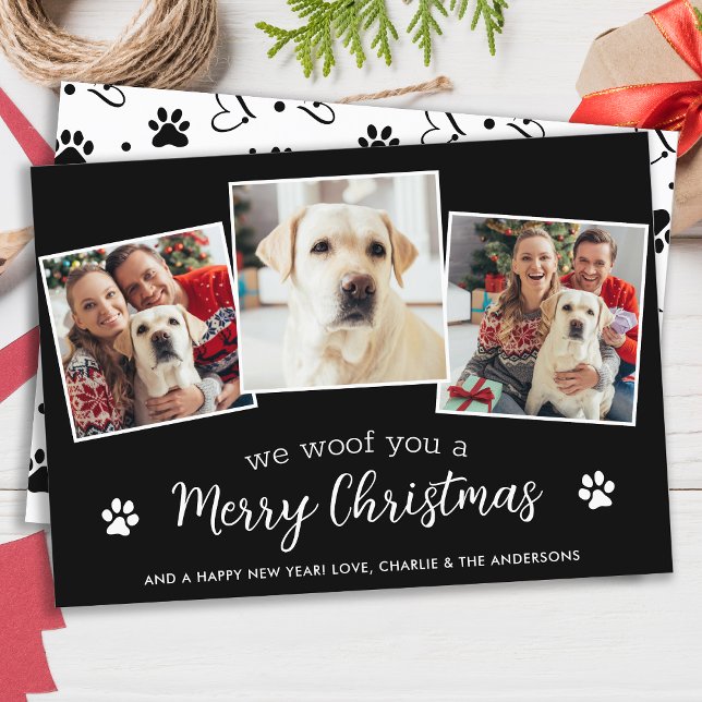 Cartes Pour Fêtes Annuelles Woof Joyeux Noël Personnalisé Amoureux des chiens  (Créateur téléchargé)
