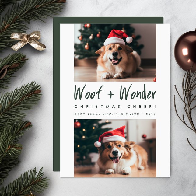 Cartes Pour Fêtes Annuelles Woof + Wonder Cheval Funny Pet Chien Photo Noël (Créateur téléchargé)