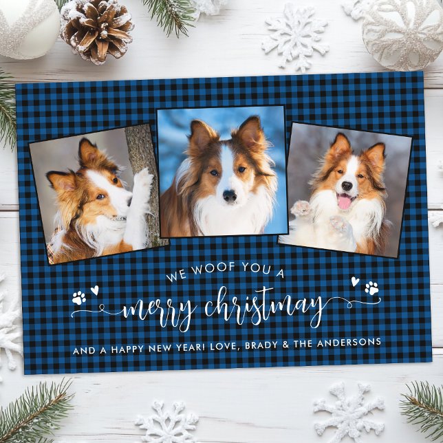 Cartes Pour Fêtes Annuelles Woof You Joyeux Noël Custom Chien Photo Collage (Créateur téléchargé)