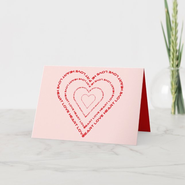 Cartes Pour Fêtes Annuelles Word Heart Love /Your Text (Devant)