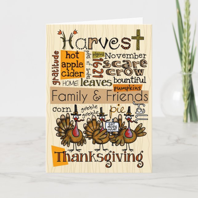 Cartes Pour Fêtes Annuelles Wordcloud de thanksgiving (Devant)