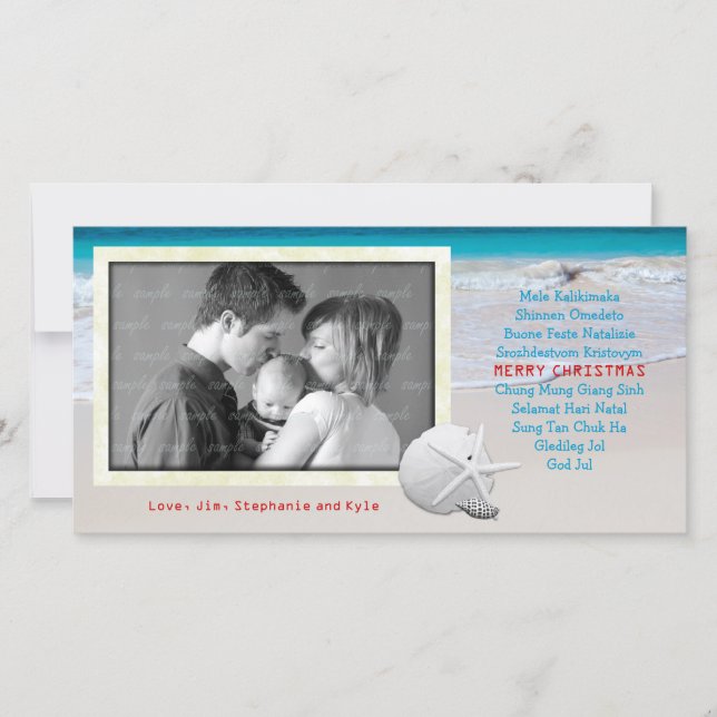 Cartes Pour Fêtes Annuelles World Languages Joyeux Noël Ocean Beach Card (Devant)