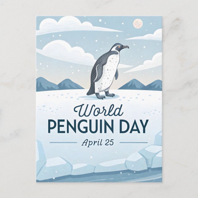 Cartes Pour Fêtes Annuelles World Penguin Day Winter Nature Illustration (Devant)